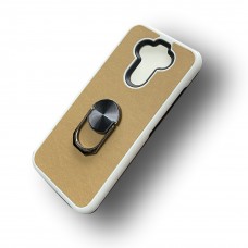 Two Tone Ring Case For LG Aristo 5 Color-White/Camel Brown