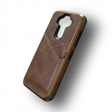 Leather Case With Credit Card Slot For LG Aristo 5 Color-Brown