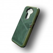 Leather Case With Credit Card Slot For LG Aristo 5 Color-Green