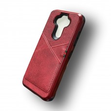 Leather Case With Credit Card Slot For LG Aristo 5 Color-Red