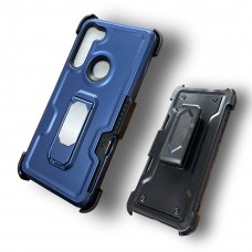 Hybrid Protector Case With Back Clip Tempered Glass Color-Black/Navy Blue