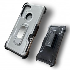 Hybrid Protector Case With Back Clip Tempered Glass Color-Black/Silver