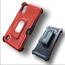 Hybrid Protector Case With Vehicle Support With Back Clip Tempered Glass Color-Black/Red