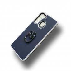 Rubberized Ring Case For Samsung A21 Color-White/Navy Blue
