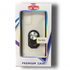 Acrylic Clear Case With Ring Holder For Samsung A51 Color-Black