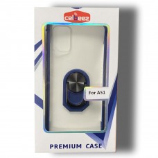 Acrylic Clear Case With Ring Holder For Samsung A51 Color-Navy Blue