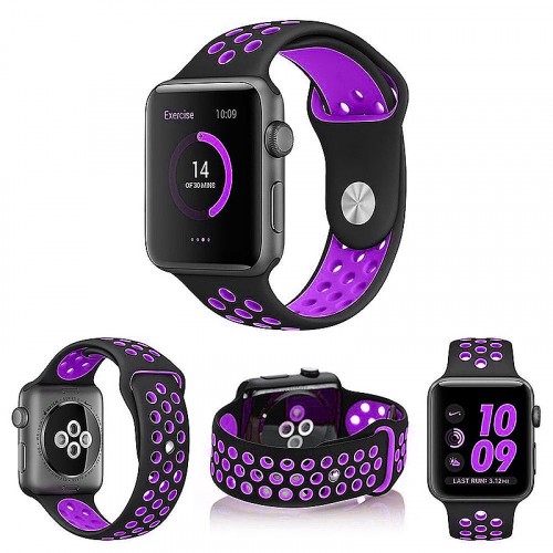 Apple Rubberized Watch Band 42/44 MM Color-Black/Purple