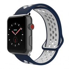 Apple Rubberized Watch Band 42/44 MM Color-Navy Blue/White