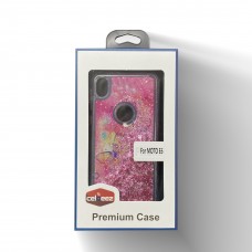 Glitter Liquid PS Case For Moto E6 Design-Butterfly/Pink
