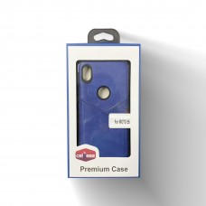 Leather Case With Credit Card Slot For Moto E6 Color-Navy Blue