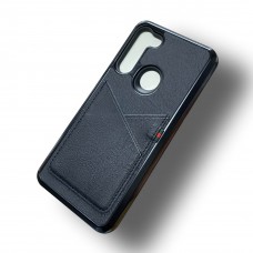 Leather Case With Credit Card Slot For Moto E 2020 Color-Black