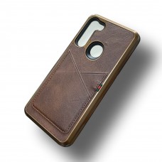 Leather Case With Credit Card Slot For Moto E 2020 Color-Brown