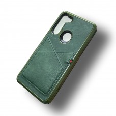 Leather Case With Credit Card Slot For Moto E 2020 Color-Green