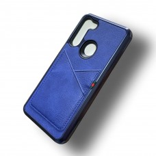 Leather Case With Credit Card Slot For Moto E 2020 Color-Navy Blue