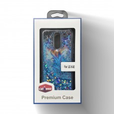 Glitter Liquid PS Case For LG K40 Design-Flower/Blue