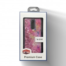 Glitter Liquid PS Case For LG K40 Design-Butterfly/Pink