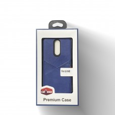 Leather Case With Credit Card Slot For LG K40 Color-Navy Blue