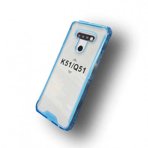 Clear TPU With Bumper Case For LG K51 Color-Light Blue