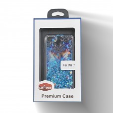 Glitter Liquid PS Case For Iphone 6/7/8 Design-Flower/Blue