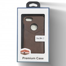 Leather Case With Credit Card Slot For Iphone 6/7/8 Color-Brown